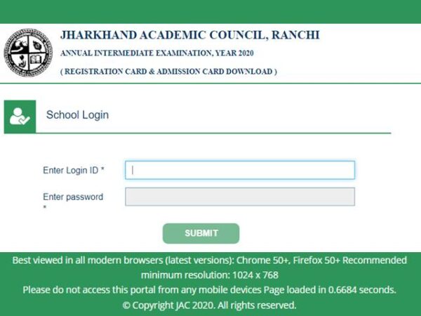 JAC 12th Admit card Download now