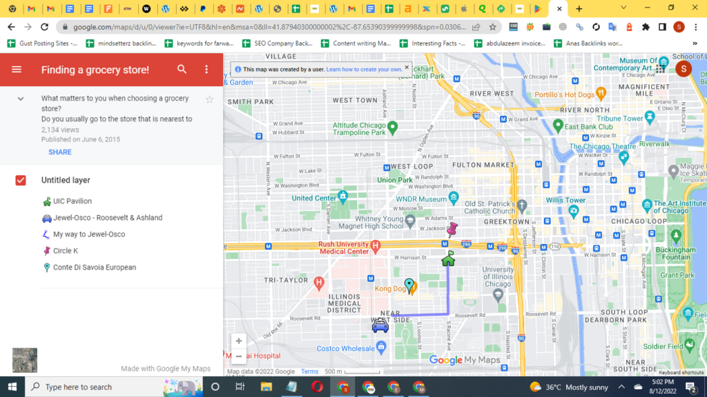 How to navigate to the closest grocery store on Google Map
